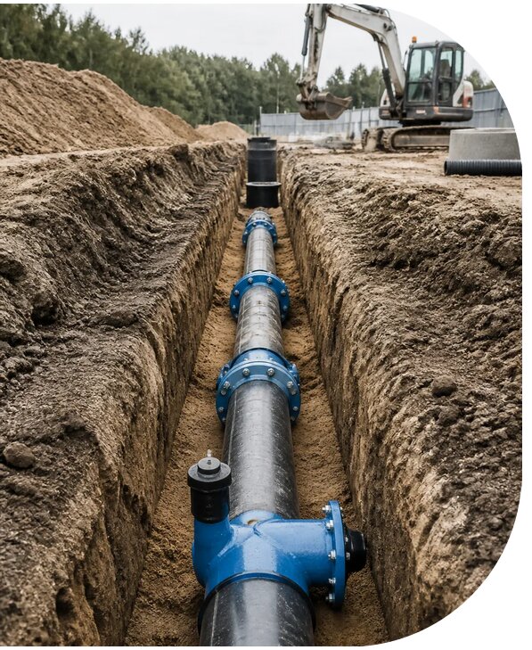 Строительство наружных сетей водоснабжения для объектов в Нефтекамске