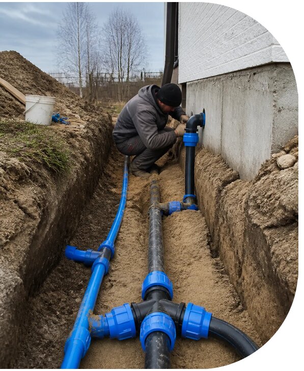 Монтаж наружного водопровода на участке под ключ в Нефтекамске