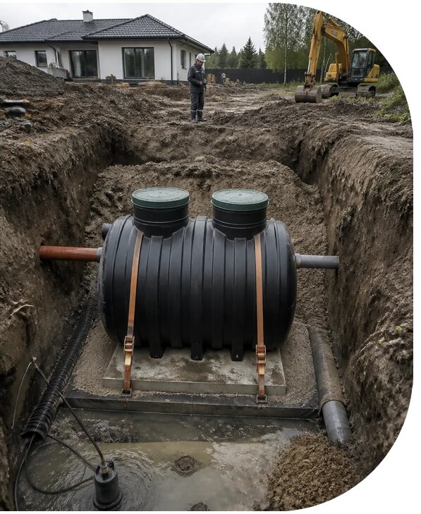 Монтаж септика при высоком уровне грунтовых вод в Нефтекамске